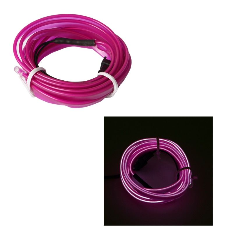 1M/2M/3M/5M Car Interior Lighting LED Strip Decoration Garland Wire Rope Tube Line flexible Neon Light With USB Driv lighter-5M