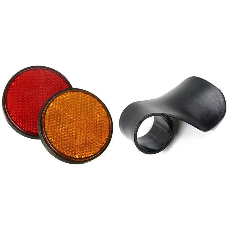 E-Bike Handle Throttle Valve Support Wrist Cruise Control Cramp Rest with 2Pcs 2 Inch Round Red and Orange Reflectors