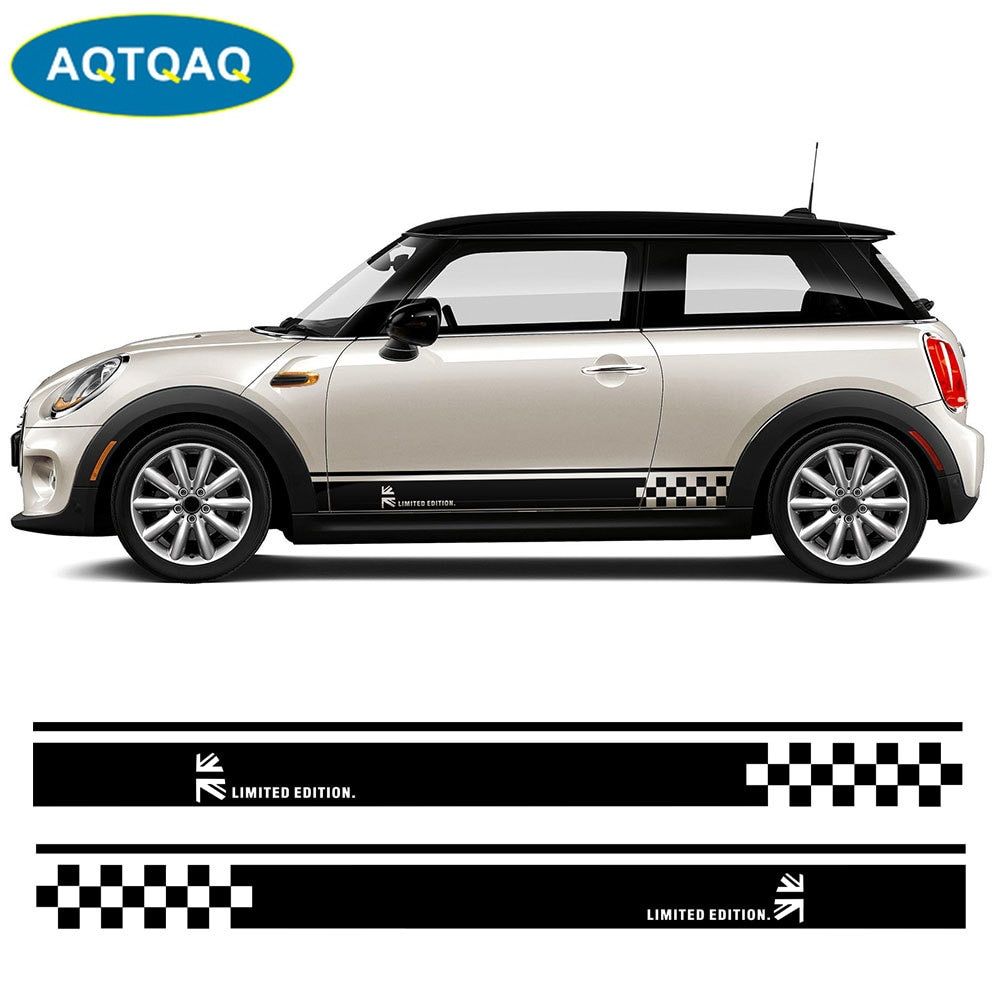 1Pair Car Side Skirt Decal Sill Door Side Decal Stickers Vinyl Door Side Stickers for MINI Cooper R50 R52 R53 R56 R57 R58 R59