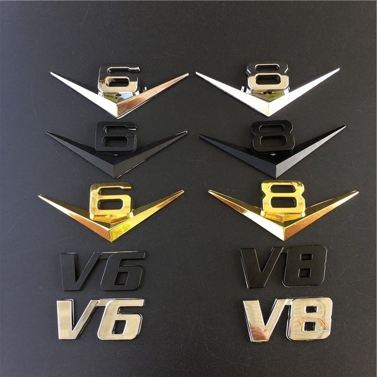 1 PCS Auto Sport V6 V8 3D Metal Chrome Badge For Volvo XC70 Hyundai ix35 W205 W203 Toyota Ford Honda Jazz Dodge Jeep Car Decal