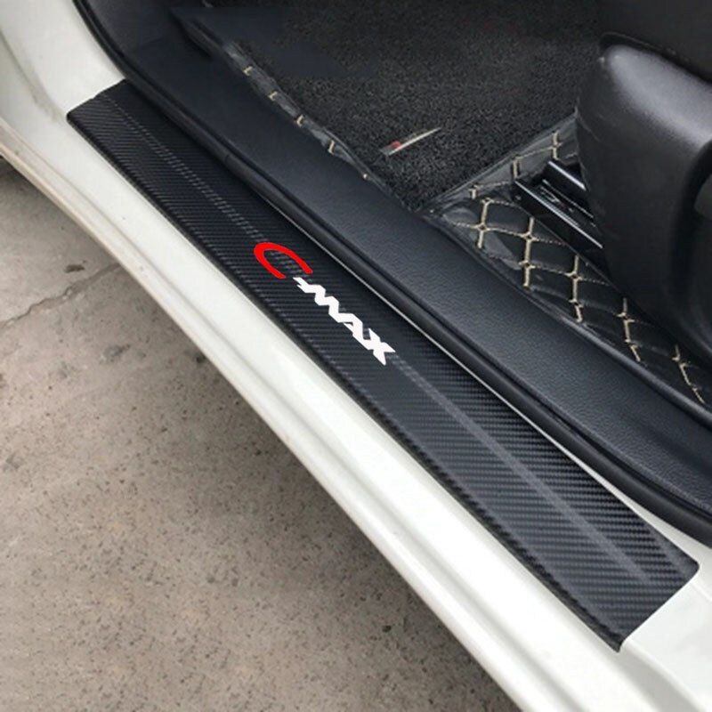 4pcs Carbon Fiber Vinyl  Car Scuff Plate Door Sill Guard Car Sticker for Ford Cmax C-max