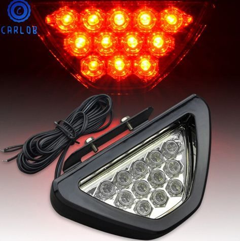 Universal SPORTY F1 Style Triangle 12 LED Rear Stop Tail 3rd Brake Light – White