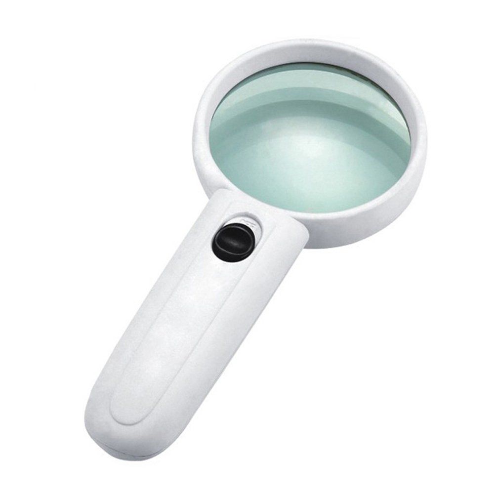 4X Handheld Magnifier With 2 Led Light Mini Reading Jewelry Loupe Magnifier White