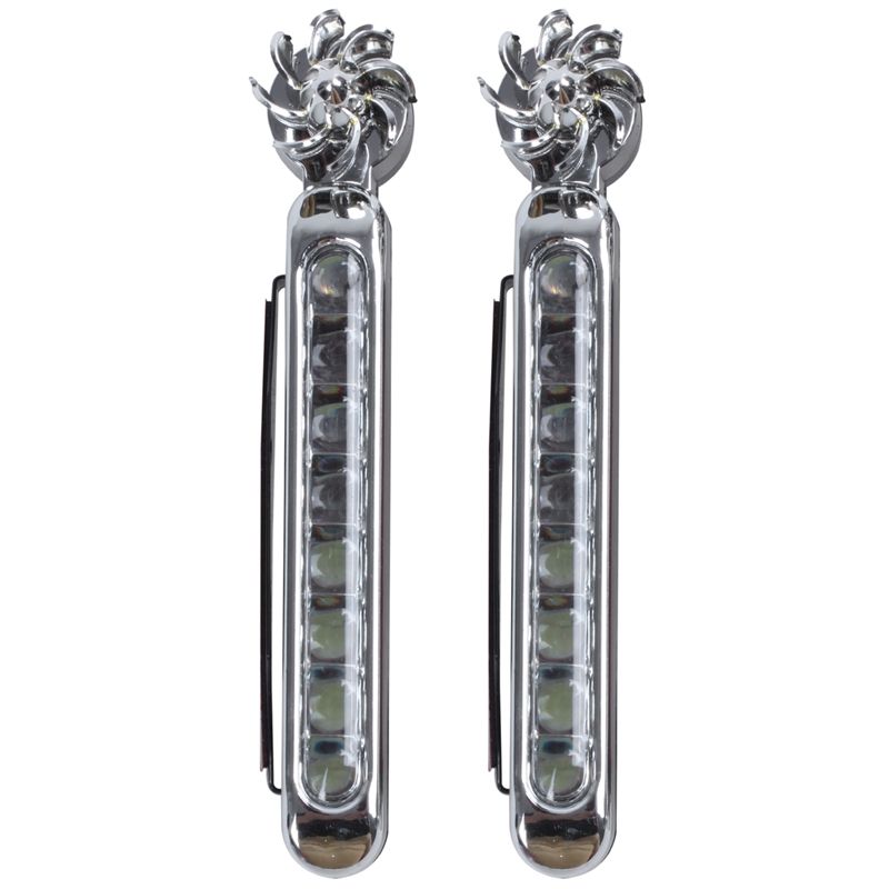 2 X Daytime Running Lights (Uses Wind Power) Auto DRL Lamp Driving Diurnal Light 8 LED Car Light Bulb DC 12V (White Light)