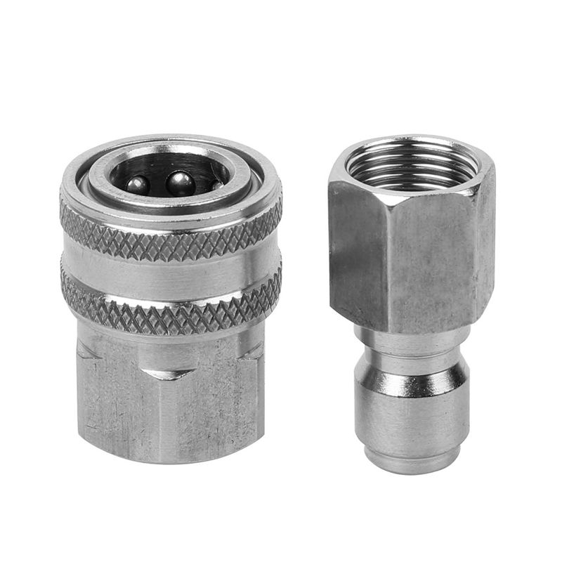 Stainless Steel Pressure Washer Adapter Set G3/8 Inch Female Quick Connect Plug And Socket For Attach A Hose To The Water Pumps,Hose Reels,Max Pressure 5000 Psi Rating