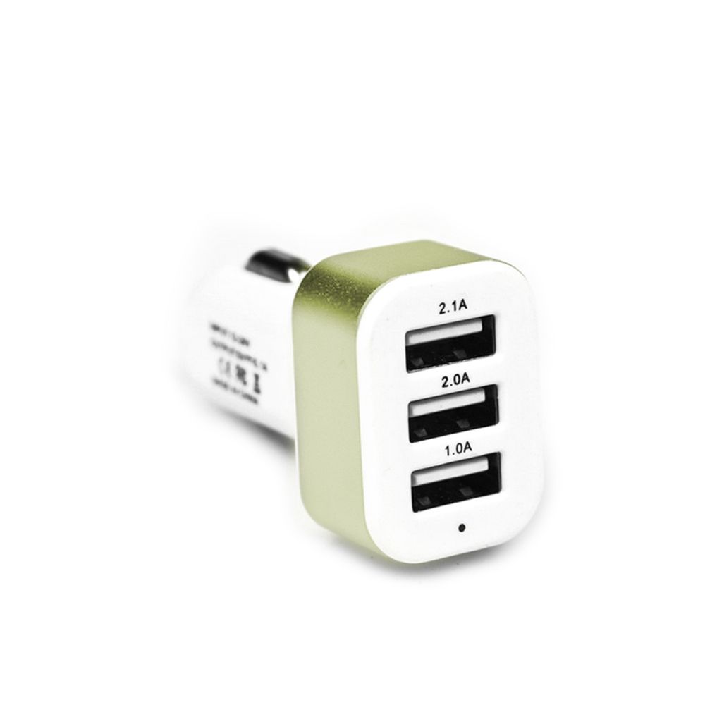 Car Phone Charger Three Port High-capacity Car Adapter Silvery
