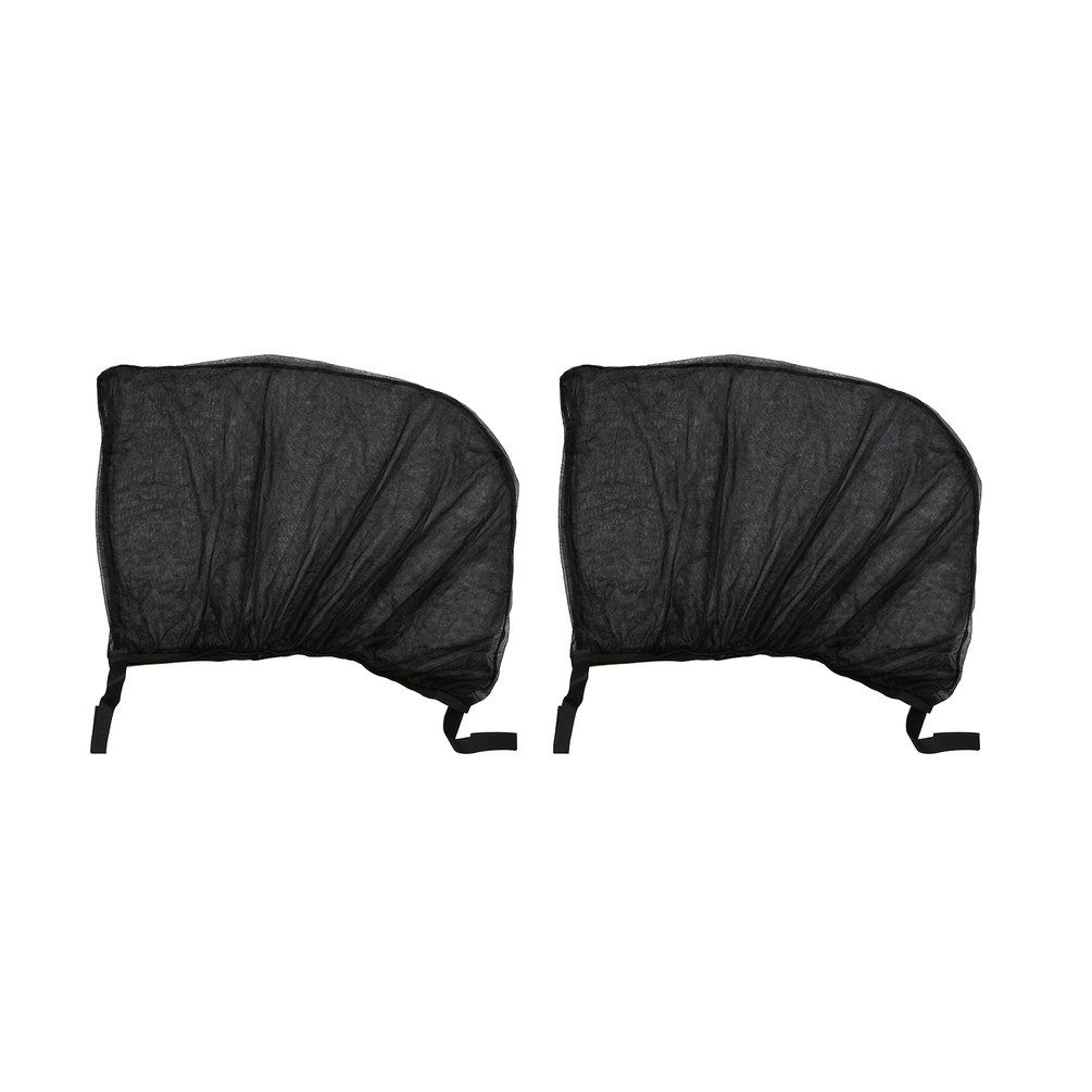 2Pcs Car Side Rear Window Sun Shade Mosquito Proof UV Protection Mesh Curtain - black