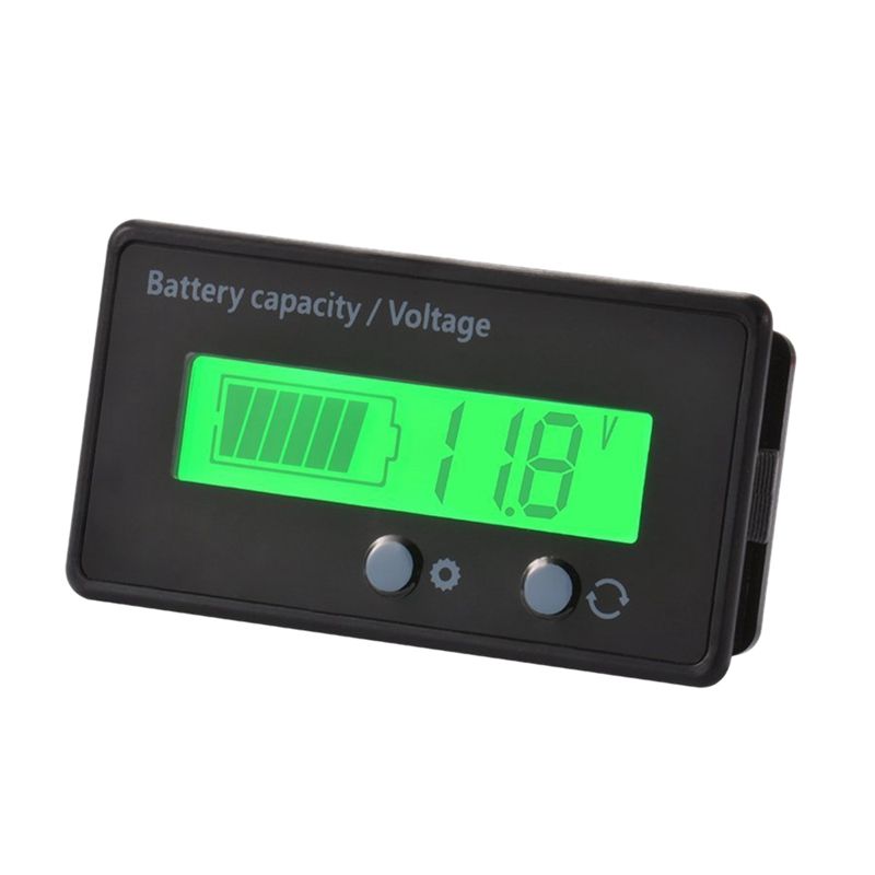 Lcd  Capacity Monitor Gauge Meter,Waterproof 12V/24V/36V/48V Lead Acid  Status Indicator,Lithium  Capacity Tester Voltage Meter Monitor Green Backlight