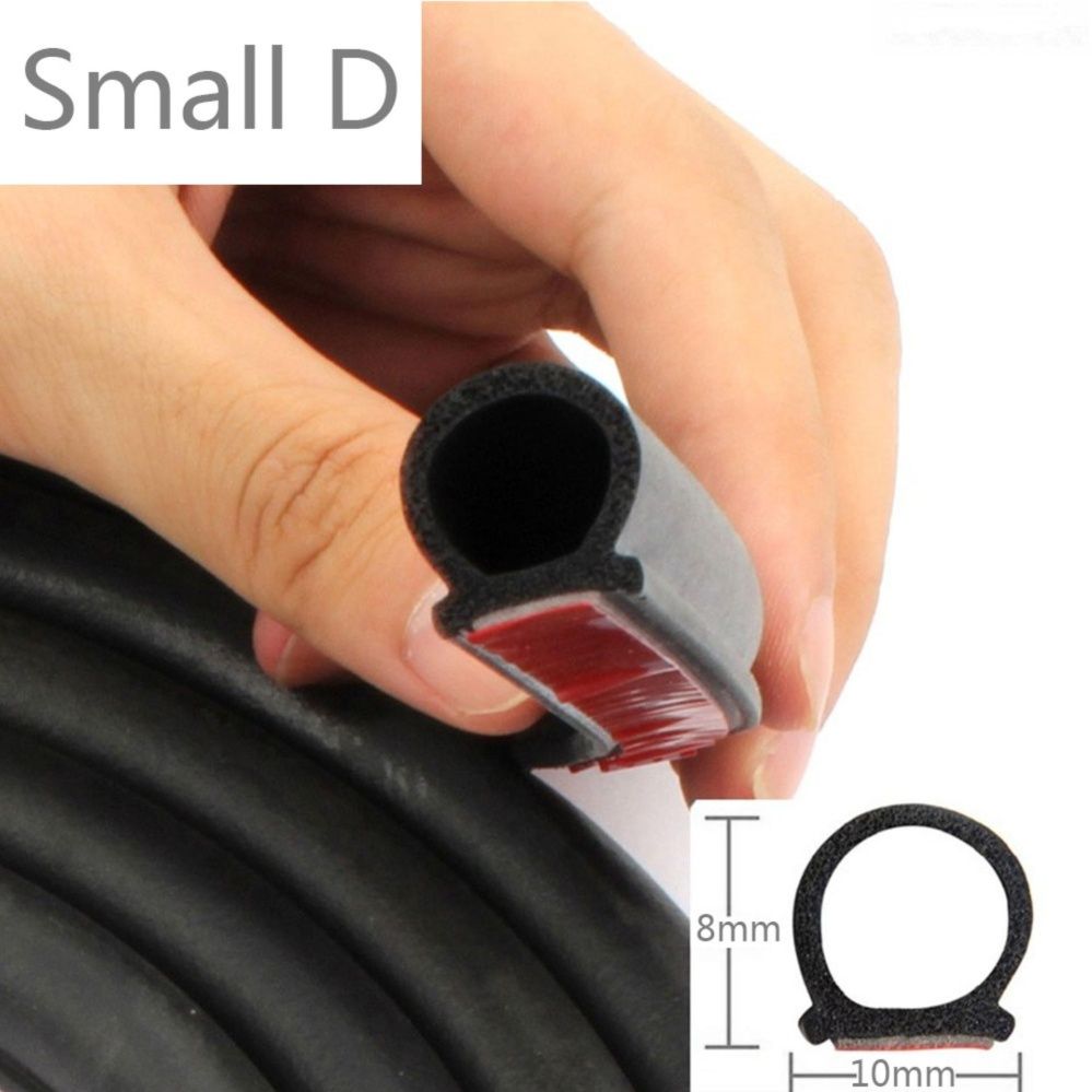 8 Meter Small D type adhesive car rubber seal Sound Insulation car door sealing strip weatherstrip edge trim noise insulation