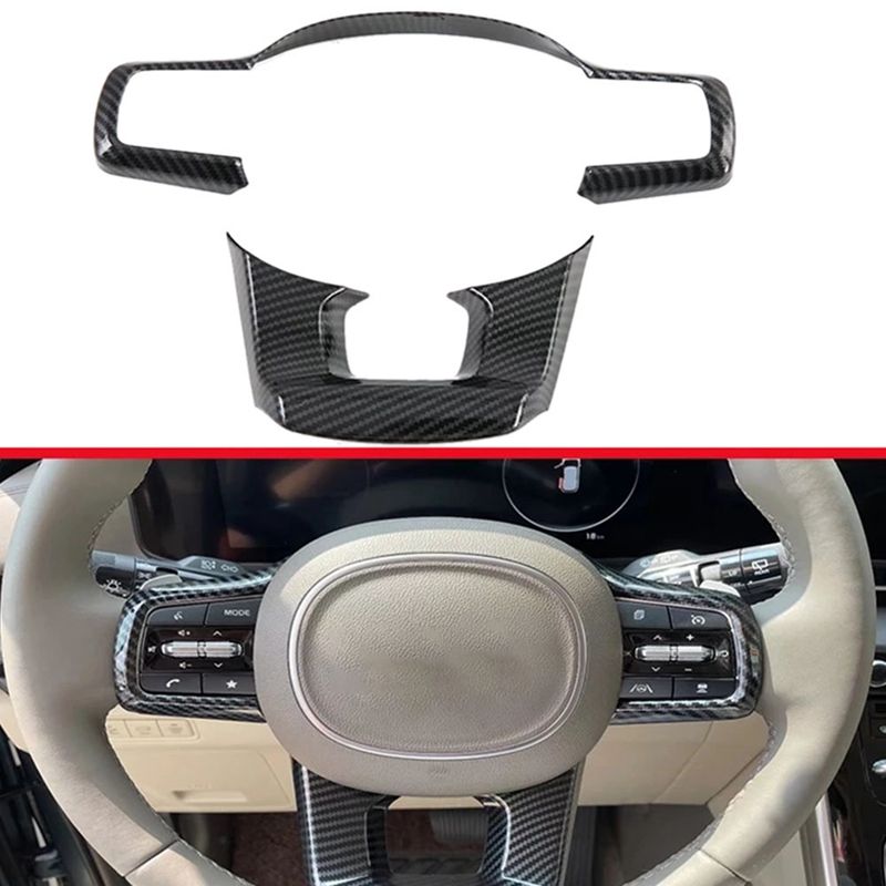 TWEXQNY For Kia Carnival KA4 2020 2021 2022 Carbon Fiber Steering Wheel Panel Cover Bezel Trim Insert Molding