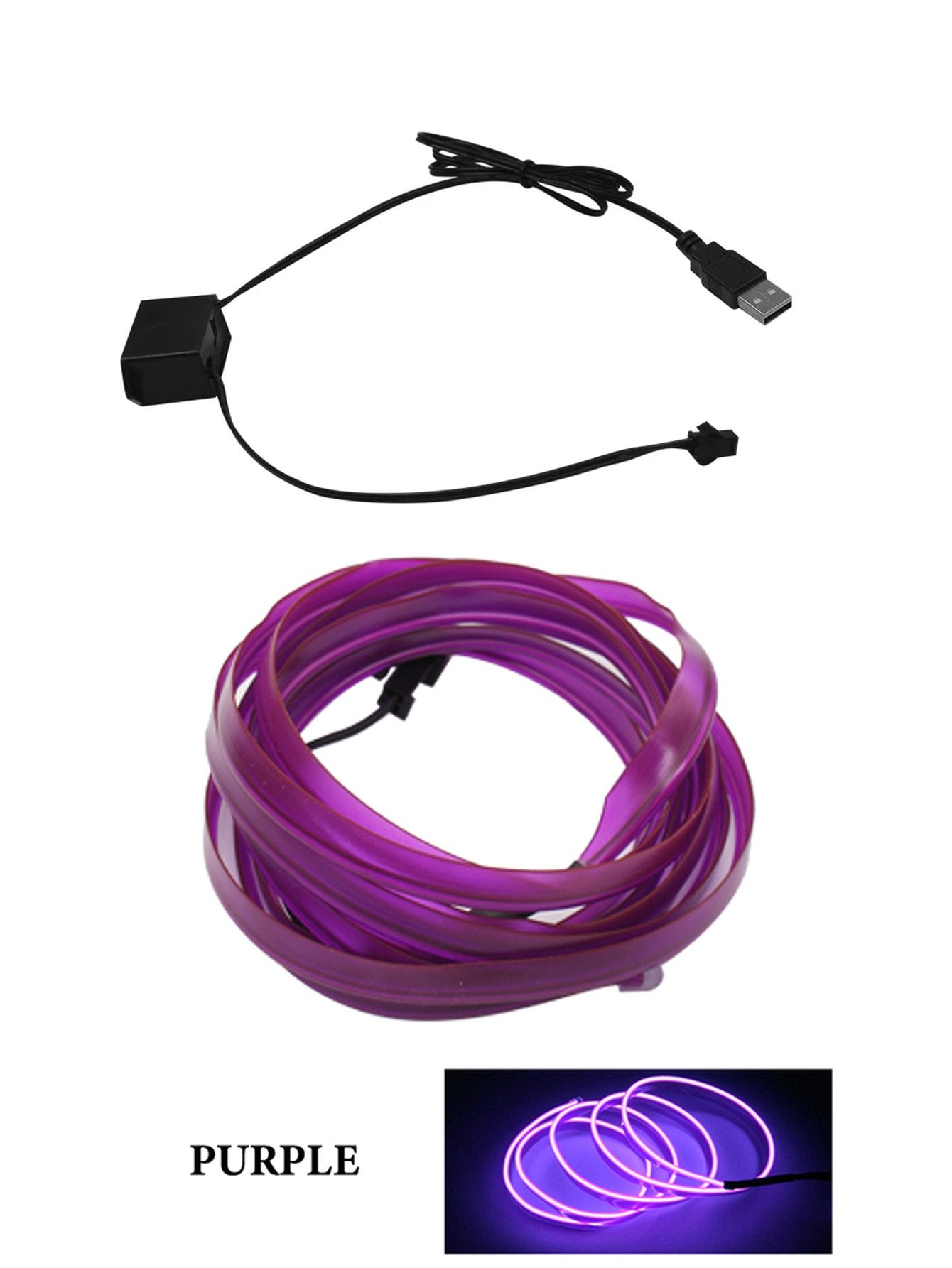 Automobile Atmosphere Lamp Car Interior Lighting LED Strip Decoration Garland Wire Rope Tube Line Flexible Neon Light USB Drive-5M Hot-Wiring Control