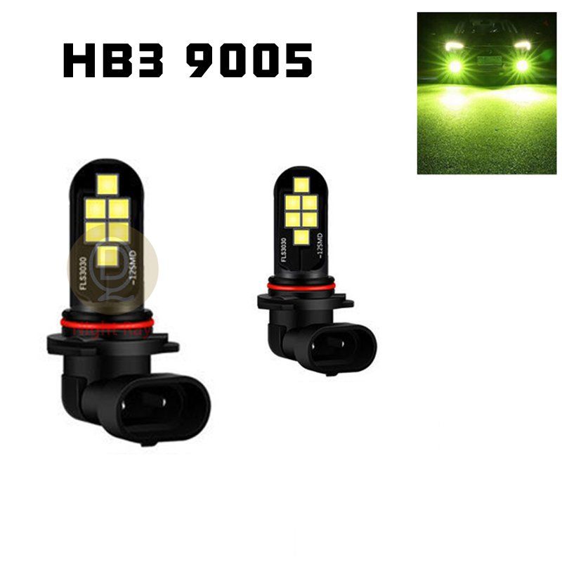 Night Ray 2Pcs HB3 9005 LED Bulb 30W Super Bright Car 6000LM Fog Light Running Light Canbus Lamp Bulb 12V（#Green lemon）