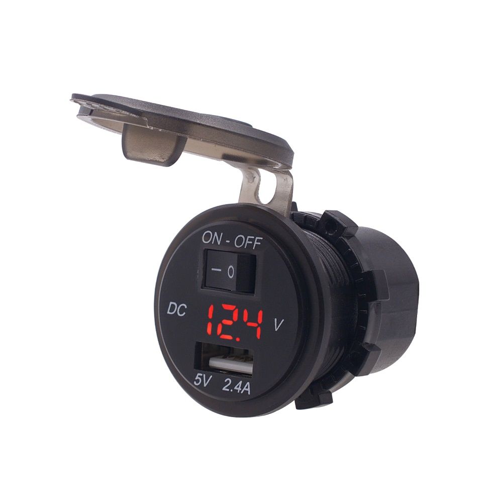 Universal LED Display Car Boat Motorcycle USB Charger Voltmeter with Switch