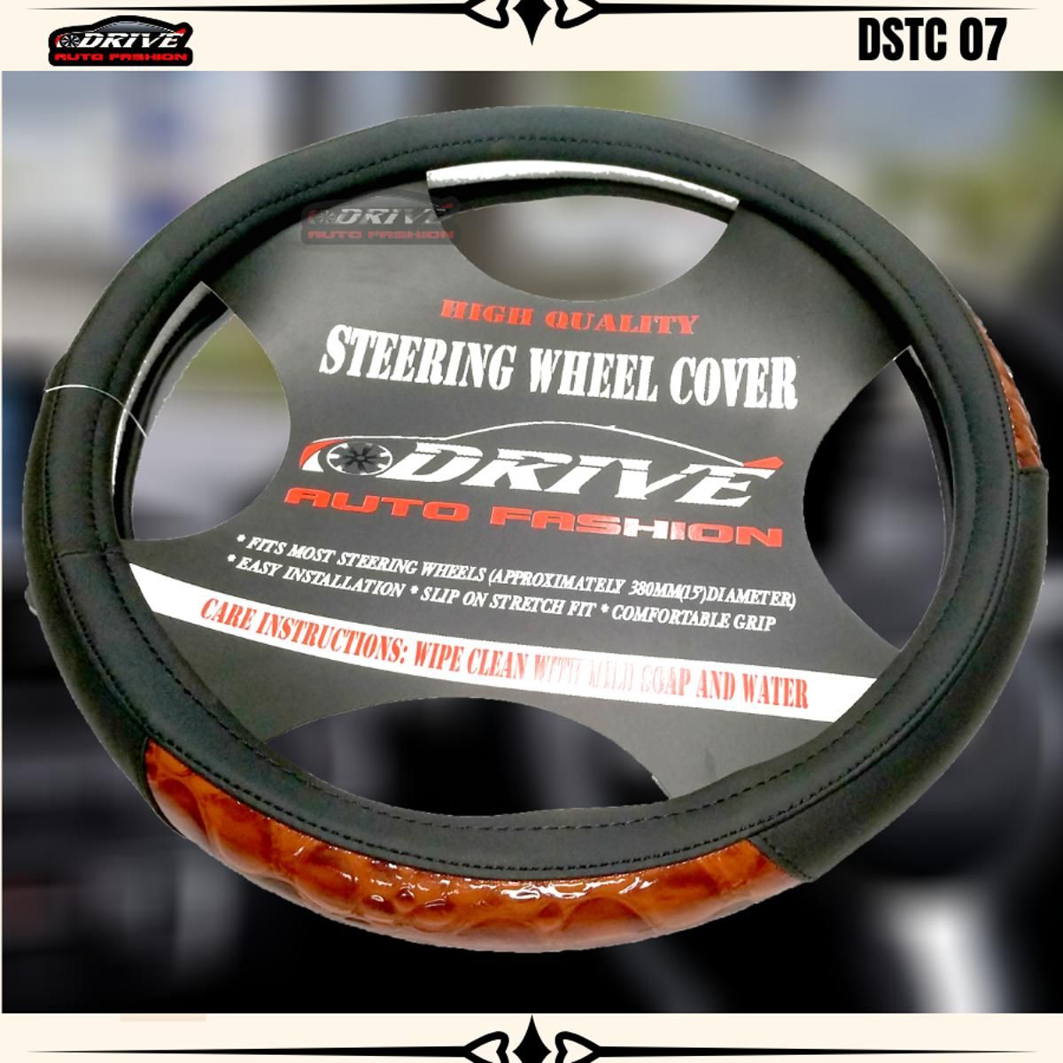 PVC Leather Steering Wheel Cover - Black