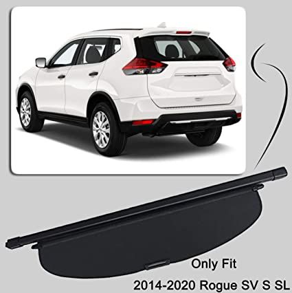 Cargo Cover Compatible for 2014-2020 Nissan Rogue SV Black Retractable Trunk Shielding Shade