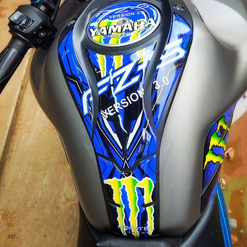 Yamaha FZ  V3  Motorcycle Fuel Tank Pad Sticker Protector - Blue full set