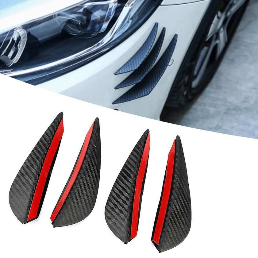 4Pcs Carbon Fiber Car Modified Front Bar Wind Knife Bumper Universal hh