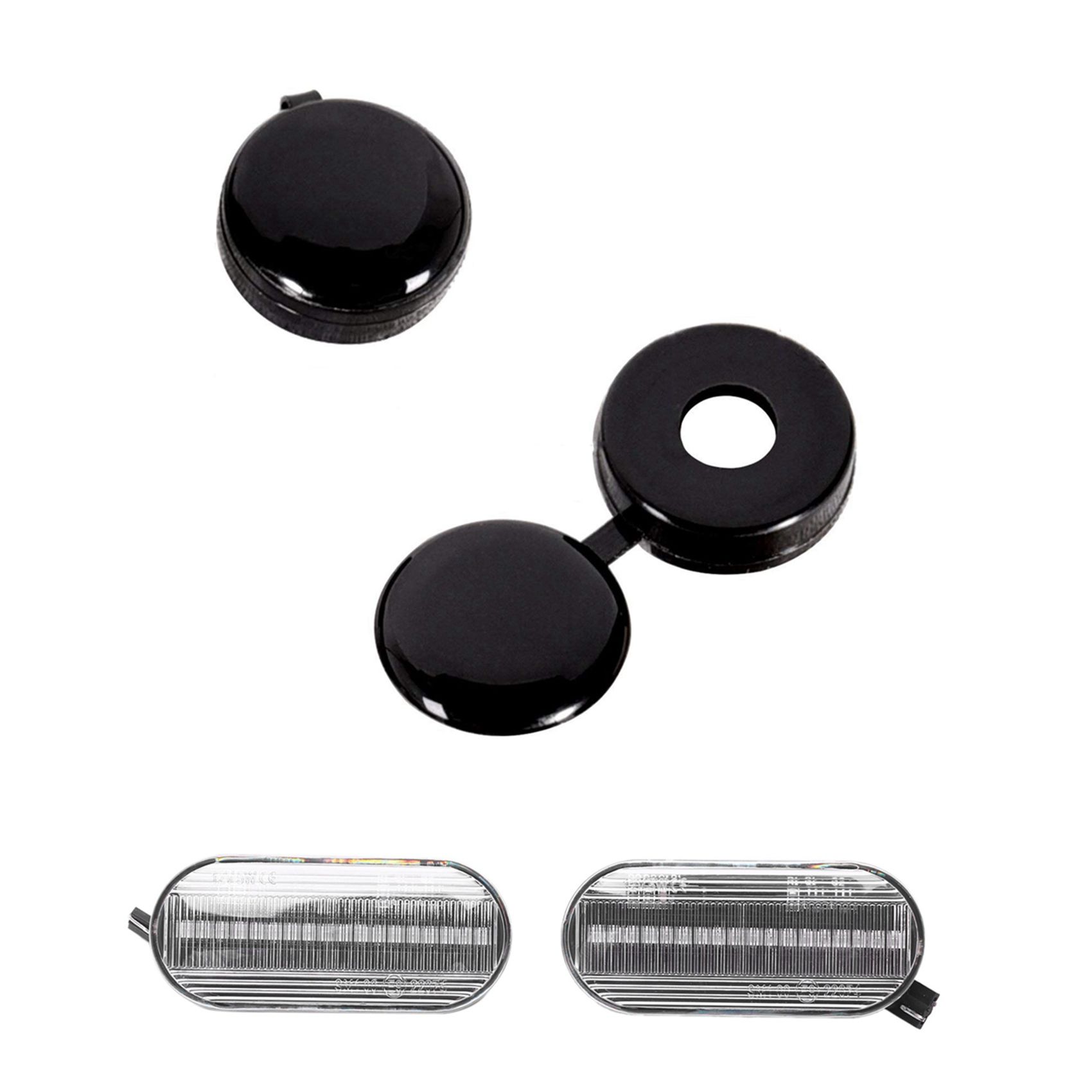 50PCS Screw Cap Cup Washer Hinged Cover Black with 2PCS Amber Led Fender Side Marker Turn Signal Lights