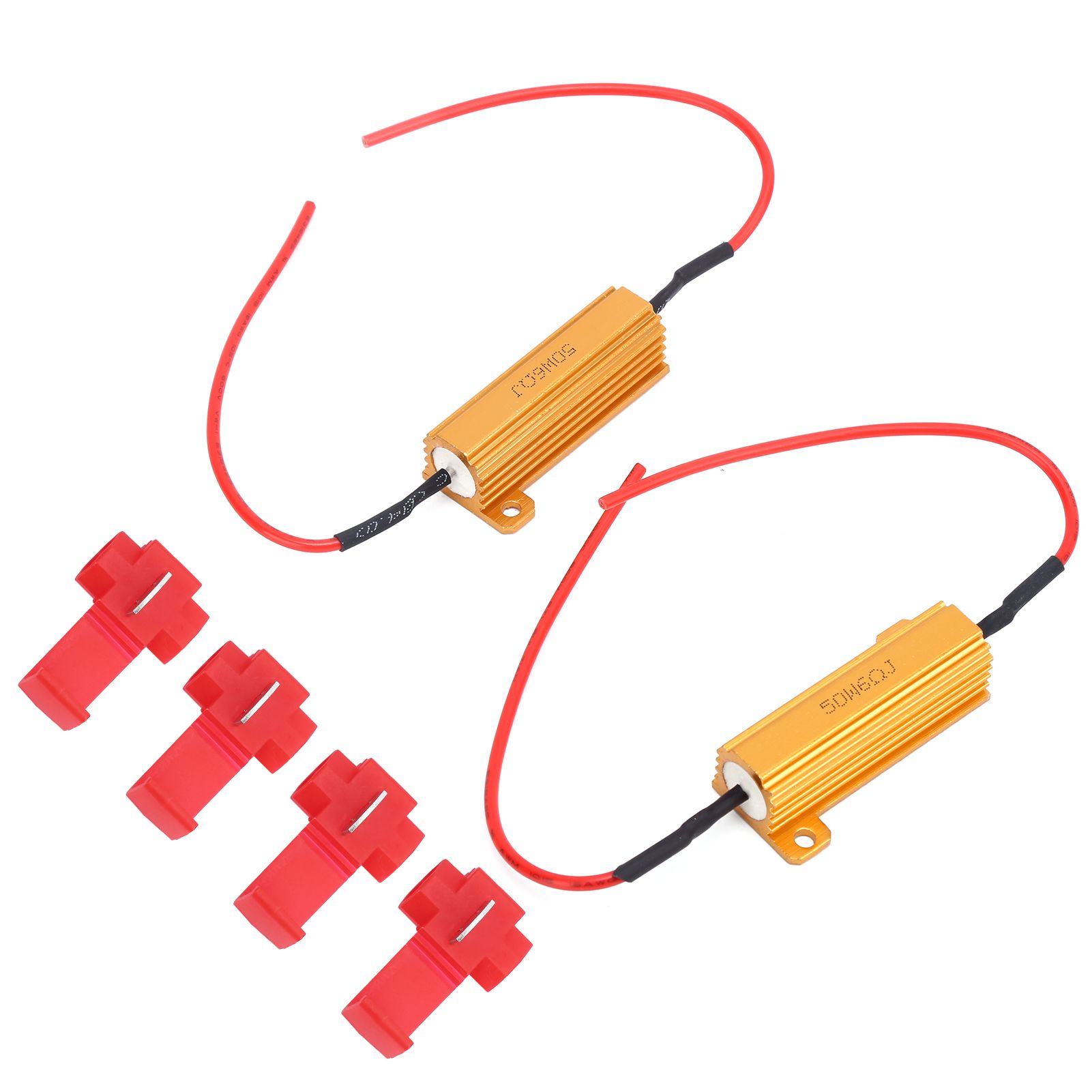 2pcs LED Decoder 50W 6ohm Load Resistor Flash Error Free Canceller For Headlight