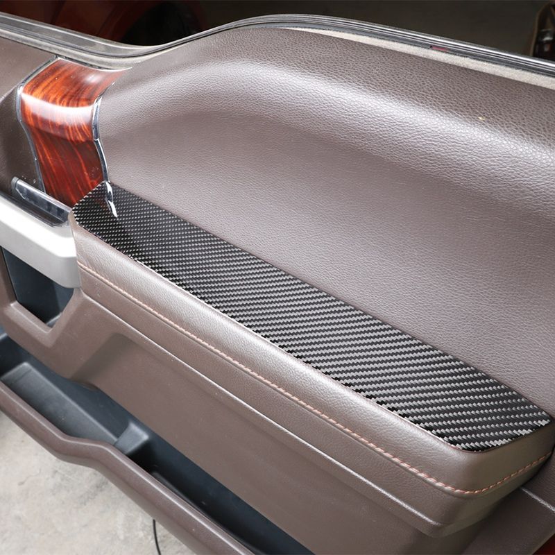 Car Interior Door Armrest Decoration Trim Cover Accessories for Ford F-150 Raptor 2015-2020, Carbon Fiber