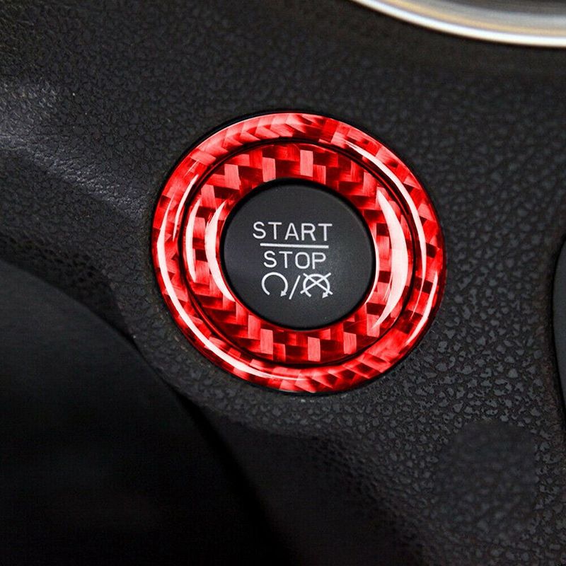 for Dodge Challenger 2015-2020 Carbon Fiber Engine Start Push Button Ring Trim Car Interior Accessories