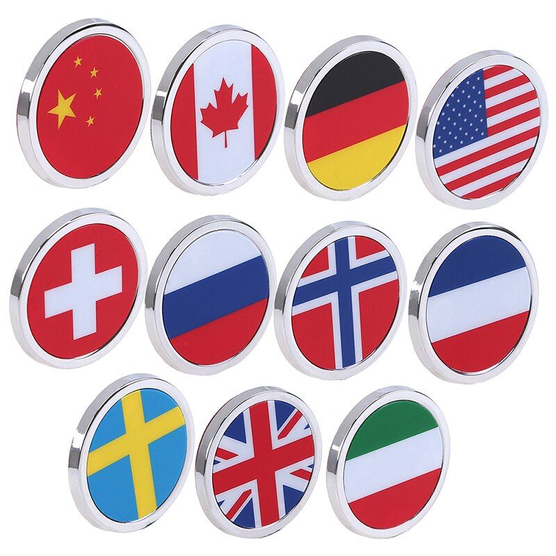 POSSBAY Round Sticker Mini Stickers For Canada Germany America Switzerland Russia Netherlands Flap Stickers Car Decoration