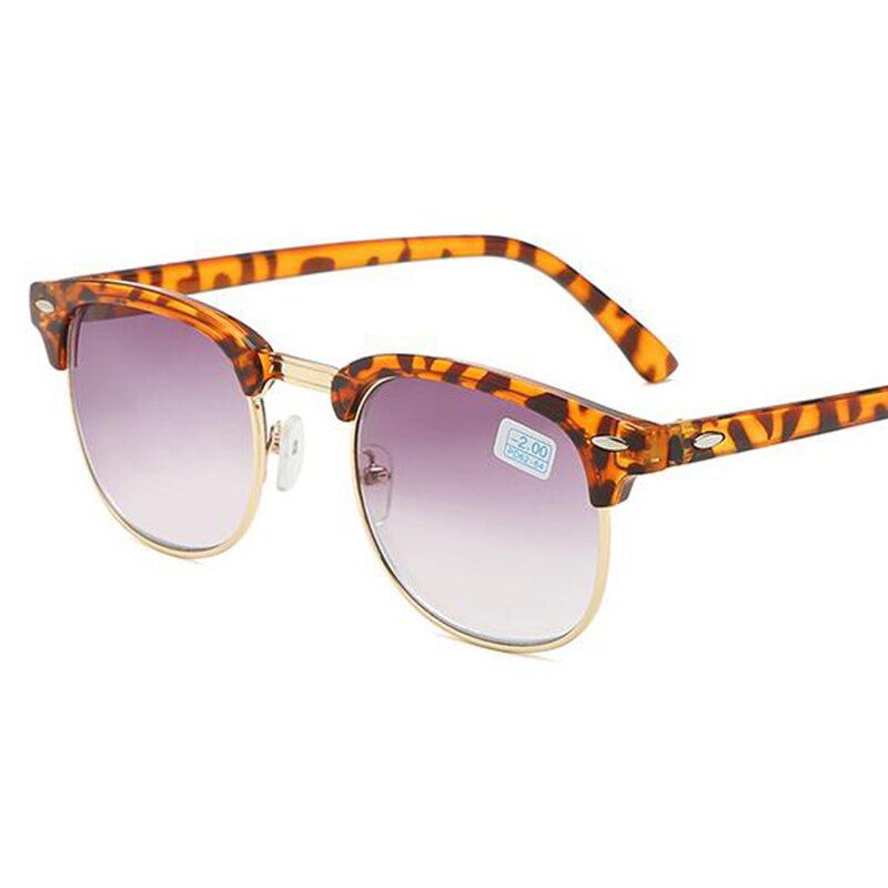 bright leopard Myopia -2.0Men's Sun Glasses For Myopia Women's Eyeglasses Grey Gradient Lens Spectacles Men Eyeglass Frame Anti UV400 -0.50 -1.0 -2.0 -6.0