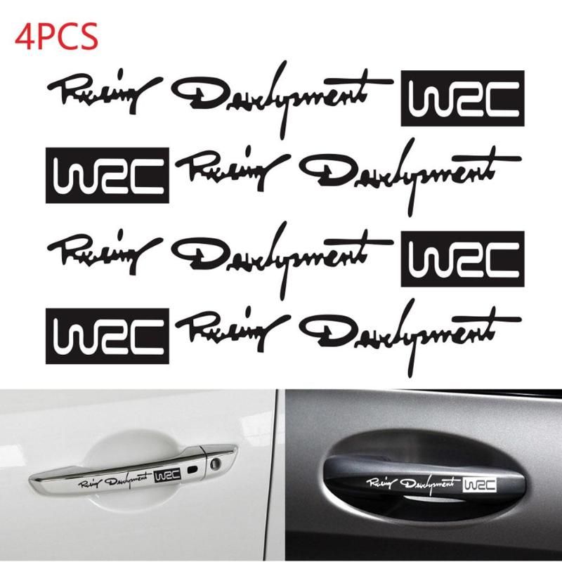 4pcs Car Styling Stickers Auto Decorative Decals Racing Development WRC Car Door Handle Body Vinyl Decals
