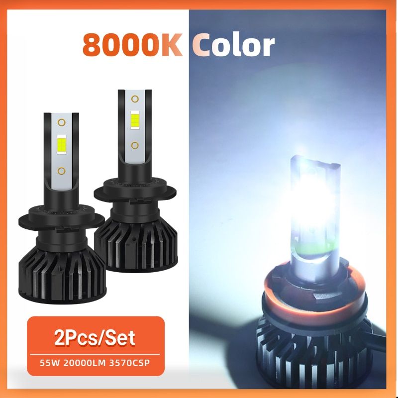 H7 Car Headlight 20000LM 3000K 6000K 8000K HB3 HB4 9005 9006 H1 H8 H4 H11 H9 Bulb Led 3570 CSP C12V 24V-12V FOR CAR CANBUS-9006/HB4