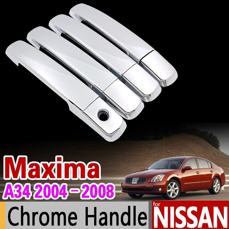 for Nissan Maxima 2004 - 2008 A34 Chrome Handle Cover Trim Set Never Rust 2005 2006 2007 Car Accessories Stickers Car Styling