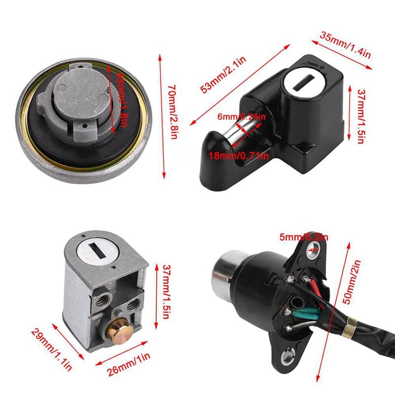 Ignition Switch Fuel Gas Cap Seat Helmet Lock Key Set for Honda CA125