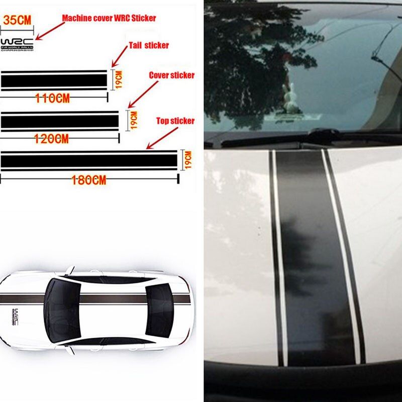 Vinyl Hood Roof Trunk Racing Stripe Car Sticker Decal For BMW VW AUDI FORD 4 PCS