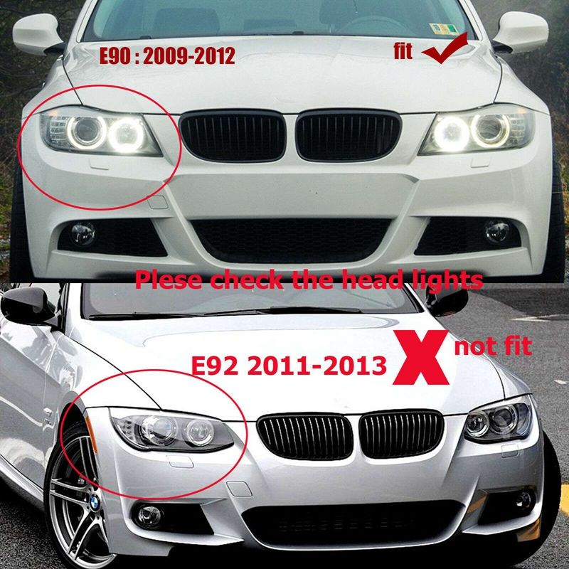 Carbon Fiber Look Front Bumper Kidney Grill Grille for -BMW E90 E91 Sedan 4Dr LCI 2009-2011 51137201969 51137201970