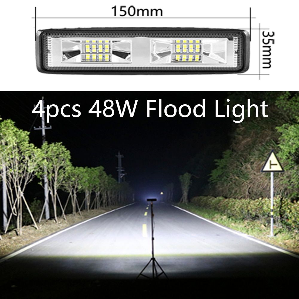6 inch Led Light LED Headlights LED Work Light Driving Lamp For Auto Motorcycle Truck Boat Tractor Trailer Offroad 12V-24V-1pcs 54w two-color