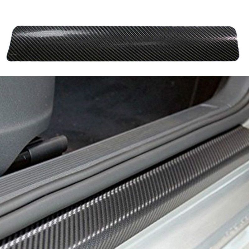 4Pcs/Set Carbon Fiber Sill Scuff Anti Scratch Threshold Car Sticker Auto Car Styling 3D PU Stickers 60cmx2 40cmx2