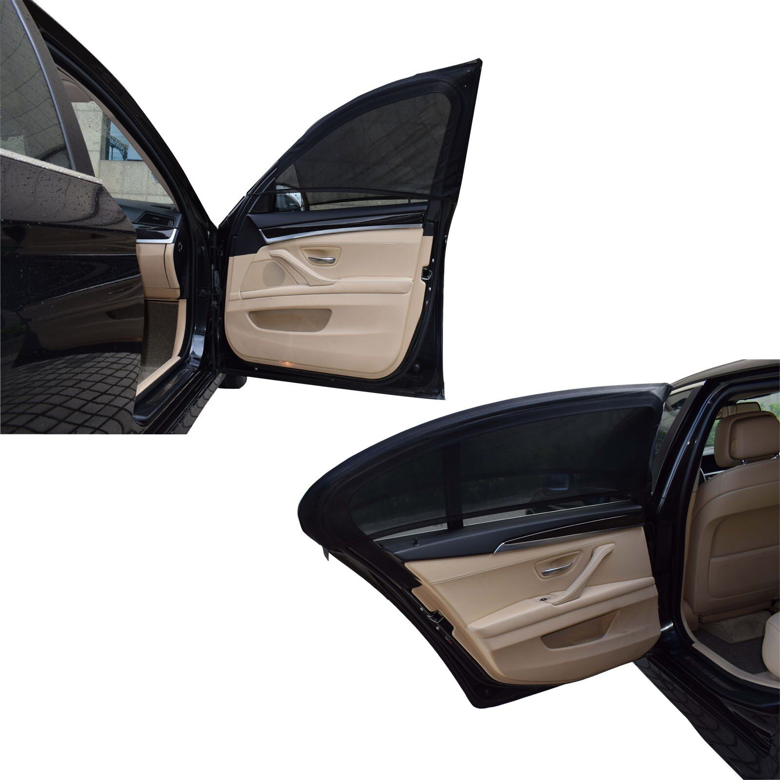 Isance Front & Rear Car Window Screen Sun Shade Mesh Cover Sunshade 51*46cm 100*52cm Universal-Pair