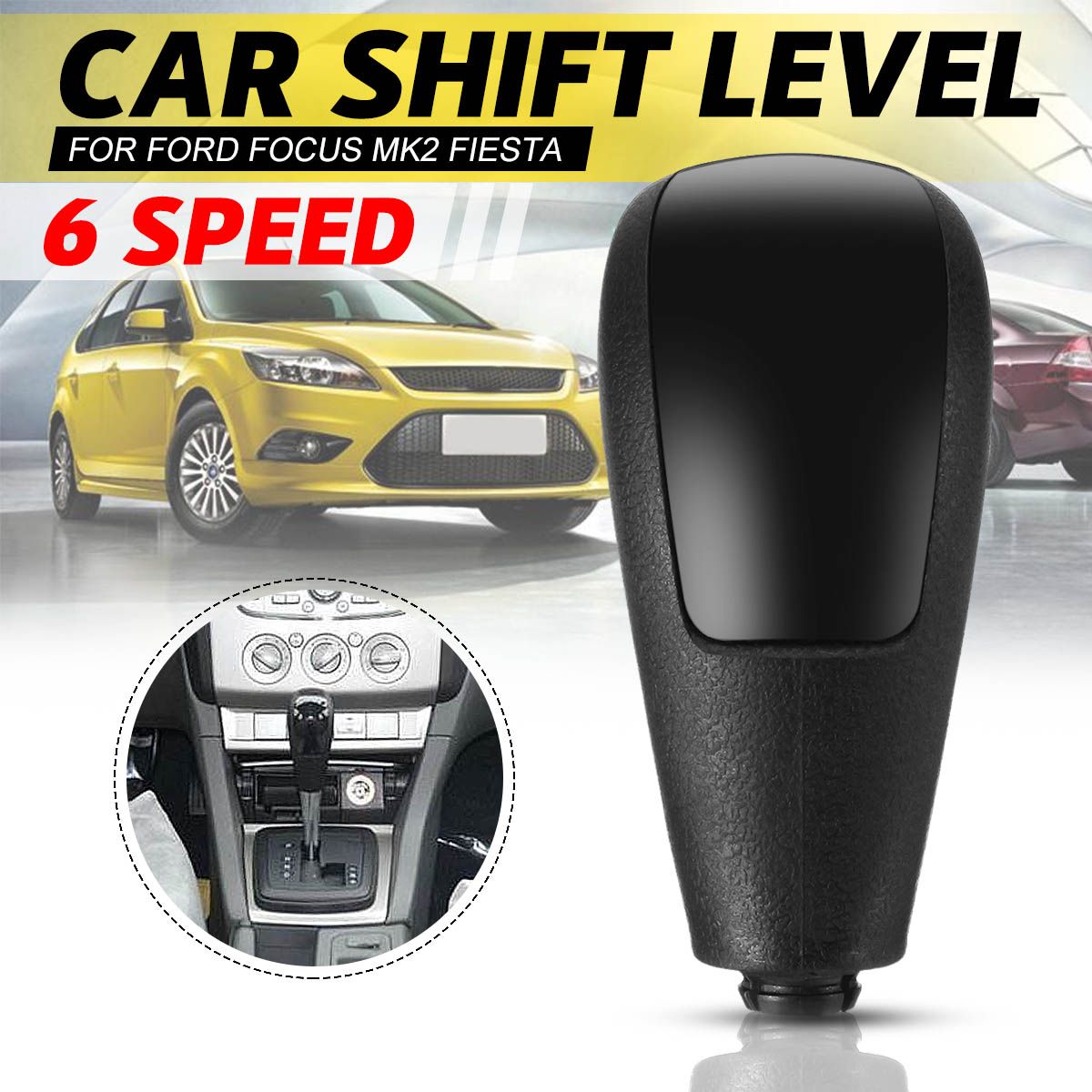 Serviceable 6 Speed Gear Shift Knob Shifter Lever Leather For Ford Focus MK2 Fiesta 05-12