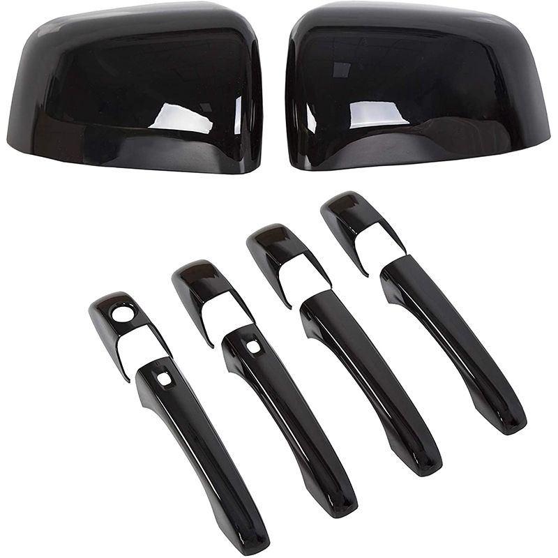 Black Mirror Covers + Door Handle Covers for 2011-2020 Jeep Grand Cherokee Dodge Durango