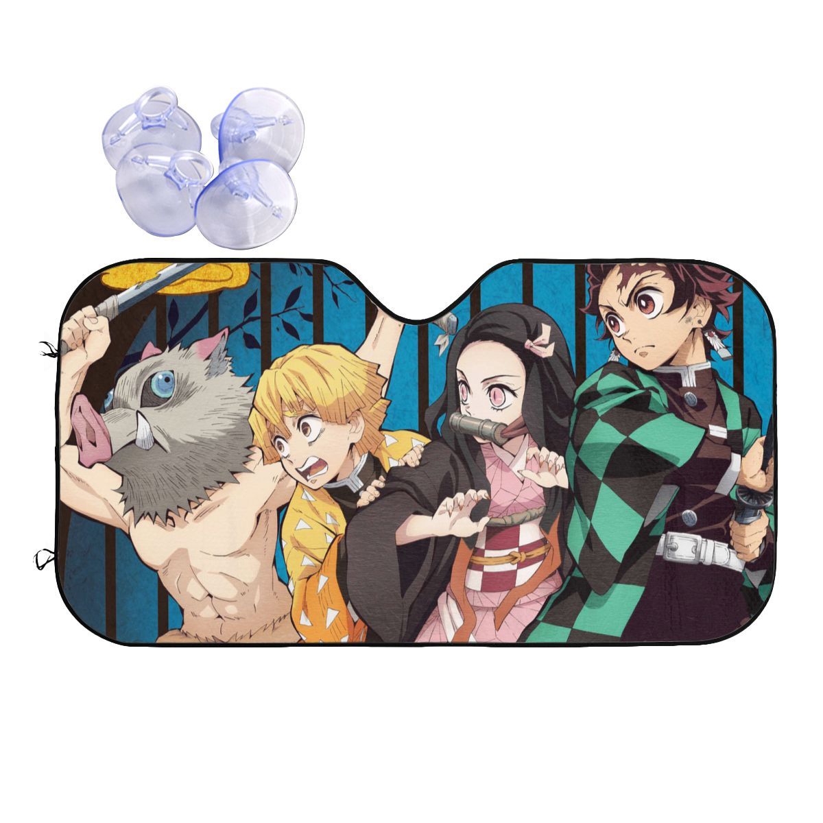 Demon Slayer Kamado Nezuko Tanjirou Fashion Windshield Sunshade Kimetsu No Yaiba Devil's Blade Anime Foils Sun Visor Car-styling-W 140cm  H 76cm
