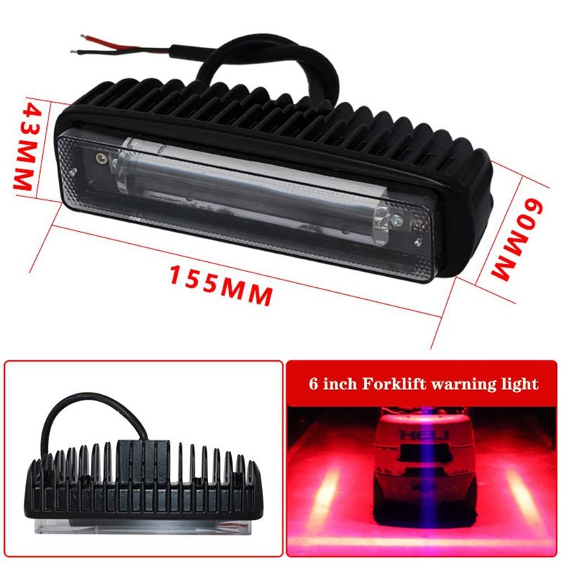 4 Inch 30W Red Line LED Forklift Truck Car Warning Lamp Safety Working Light Bar Warehouse Danger Area Light,10-80V Waterproof (1Pcs)