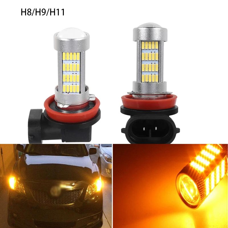 2pcs car 4014 92smd led fog lights (model: H11 H8 H9 yellow light)