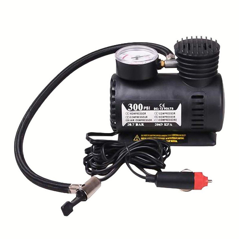 12V Mini Air Pump Vehicle Tire Air Compressor Portable Electric Small Air Pump Black