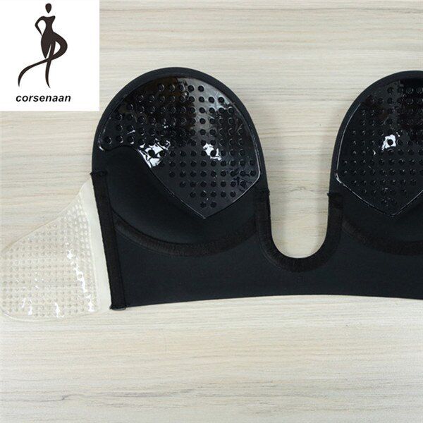 Women Push Up U Shape Bra Side Sticky Self-Adhesive Silicone Strapless Seamless Invisible Brassiere 9006#