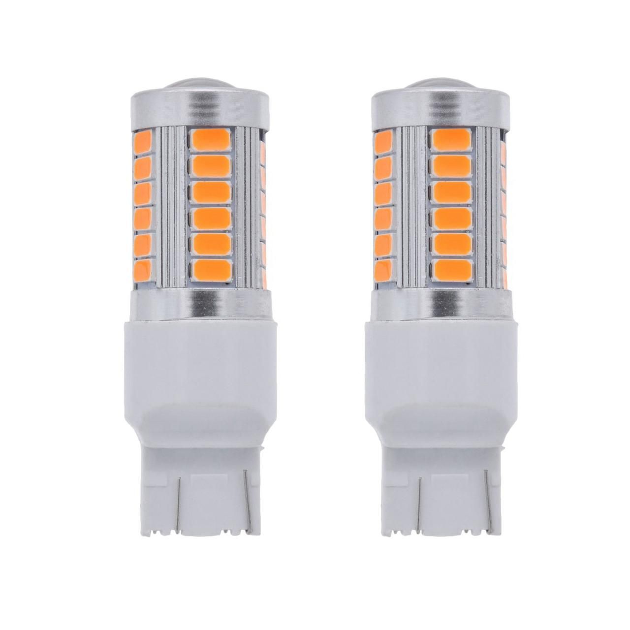 7443, T20 Led Bulbs Amber Yellow 900 Lumens Super Bright Turn Signals Light Brake Stop Parking Light Back Up Reverse Light Tail Light Bulb (Pack Of 2)