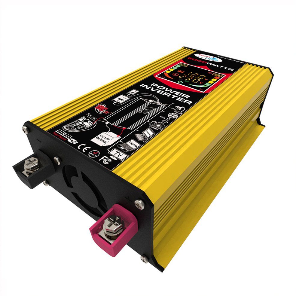 500W Dual USB Smart Display Car Power Inverter Converter 12V To 220V/110V-Yellow 12V to 110V