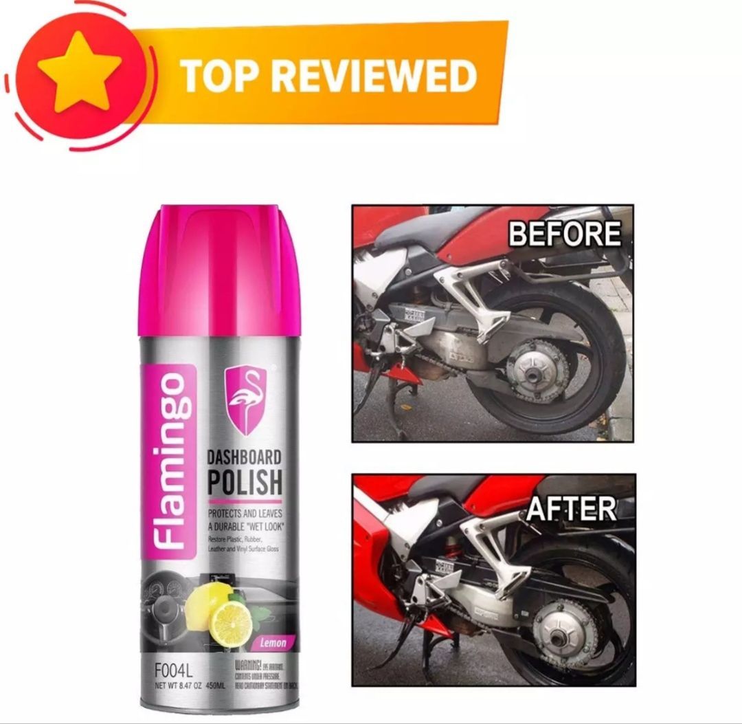 Flamingo Dashboard Polish Lemon- 450 ml, Car Motorbike Leather, Plastic, Rubber, Wood Spray Polish