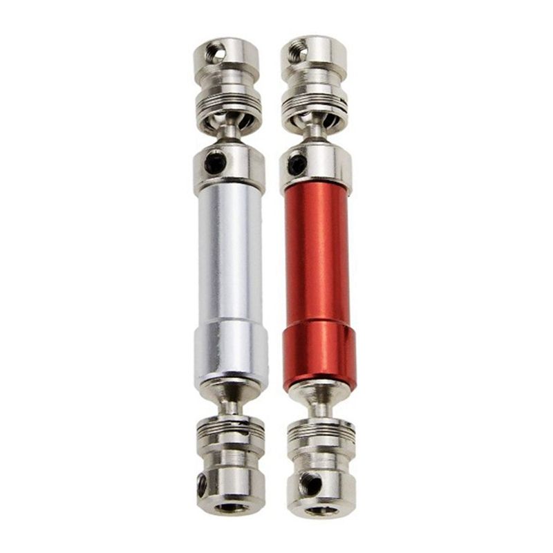 2 Set Metal Rear Drive Shaft Cvd for Wltoys 12428 12423 1/12 Rc Car Crawler Short Course Silver & Red