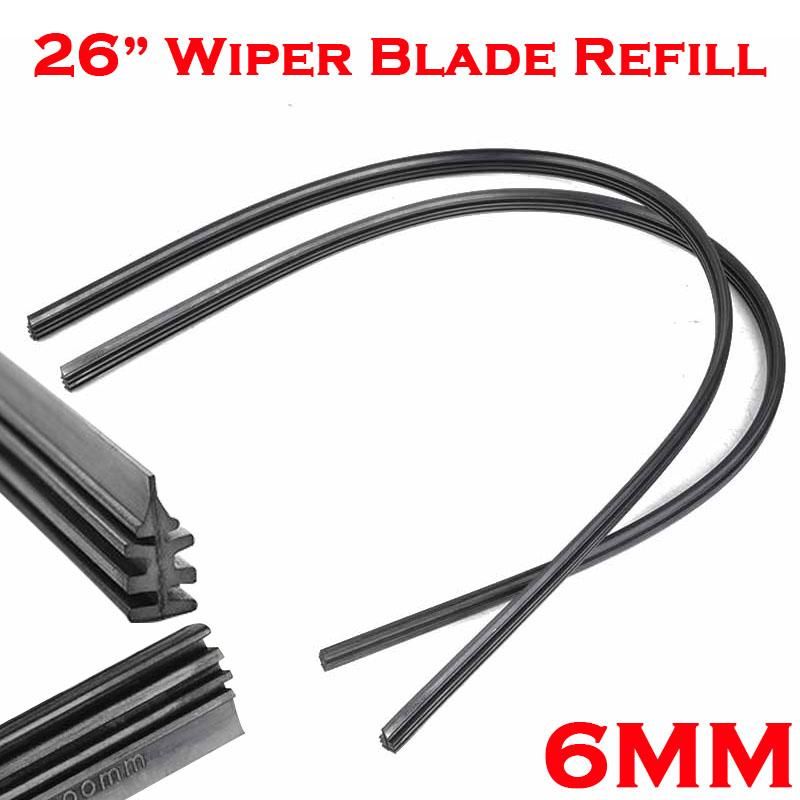2pcs 26" 6mm Universal Car Rubber Frameless Windshield Wiper Blade Refill