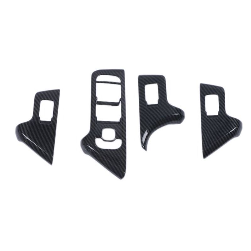 4Pcs Carbon Fiber ABS Window Switch Panel Cover Trim for Mercedes Benz GLA Class H247 2020-2021 Decoration Stickers