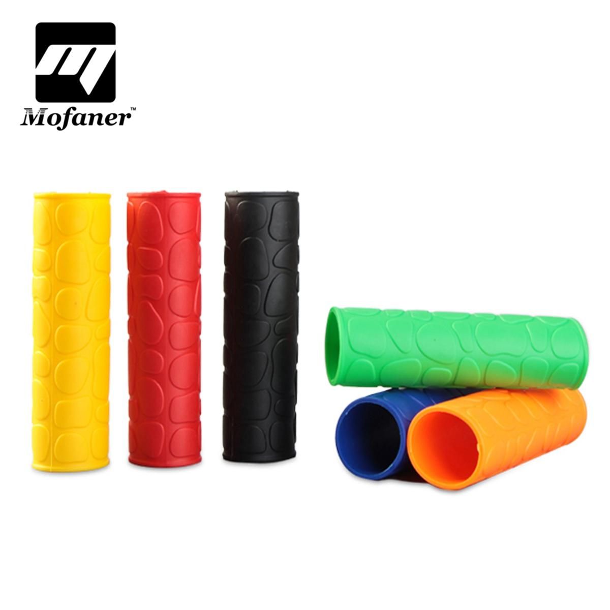 2Pairs Motorcycle Bicycle HandleBar Grip + Brake Motors Clutch Lever Soft Rubber Covers Yellow - Yellow